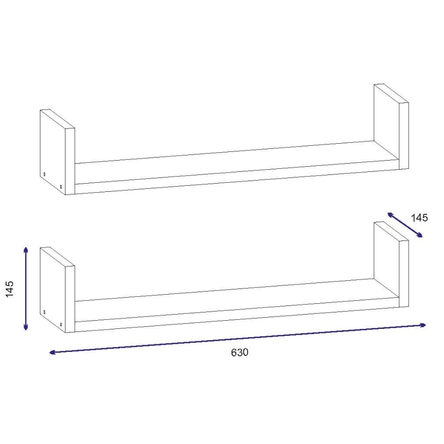 SET 2x Stenska polica IRIS 14,5x63 cm bela