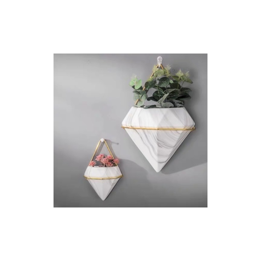 SET 2x Stenski cvetlični lonec SEMELA 23x20 cm zlata