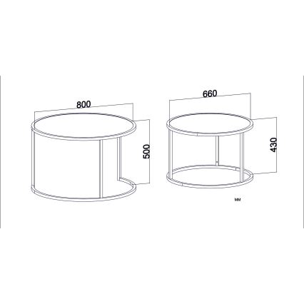 SET 2x Stranska mizica TAMBUR črna/rjava