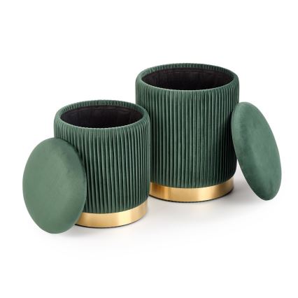SET 2x Tabure MONTY pr. 36/44 cm zelena/zlata