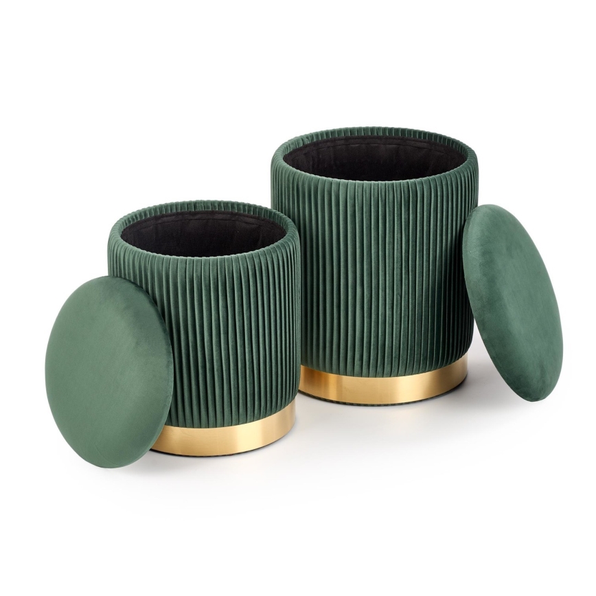 SET 2x Tabure MONTY pr. 36/44 cm zelena/zlata