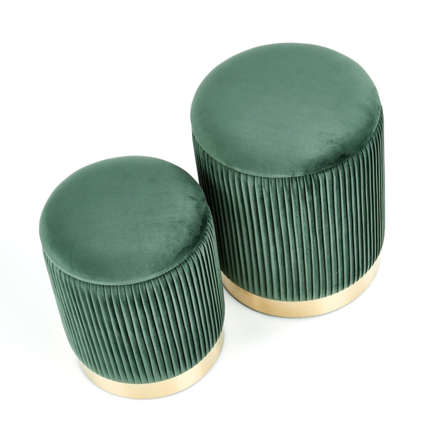 SET 2x Tabure MONTY pr. 36/44 cm zelena/zlata