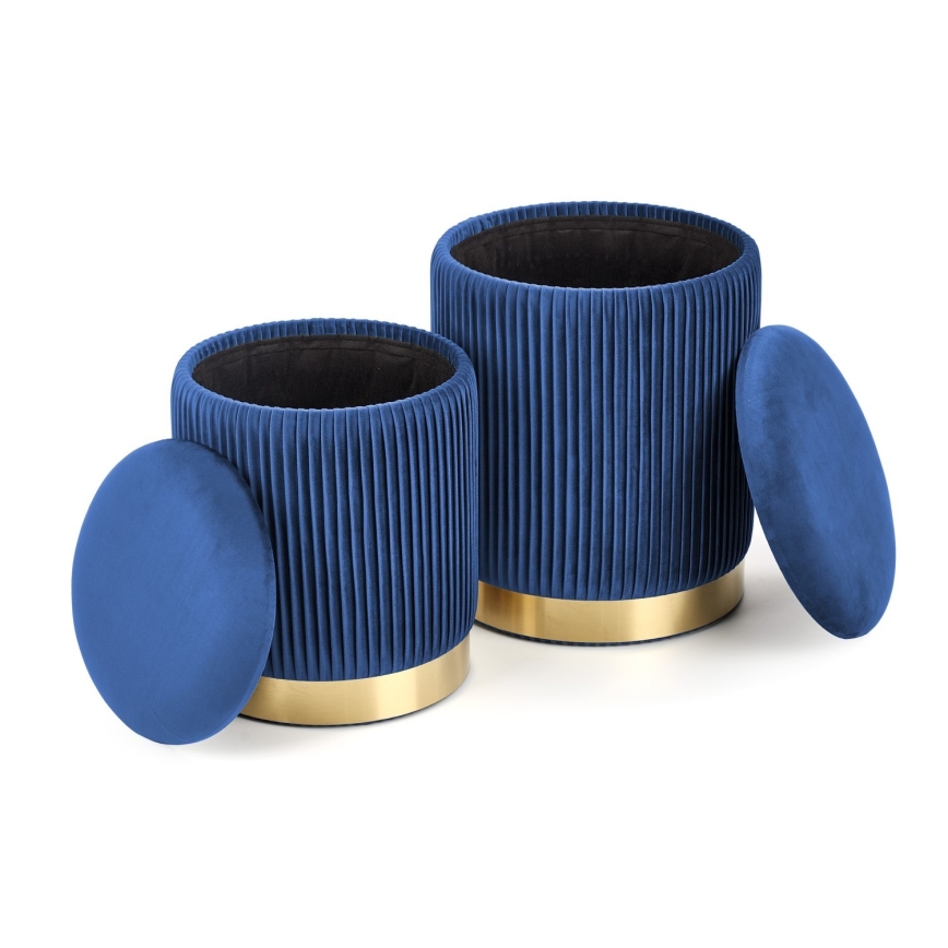 SET 2x Tabure MONTY pr. 36/66 cm modra/zlata