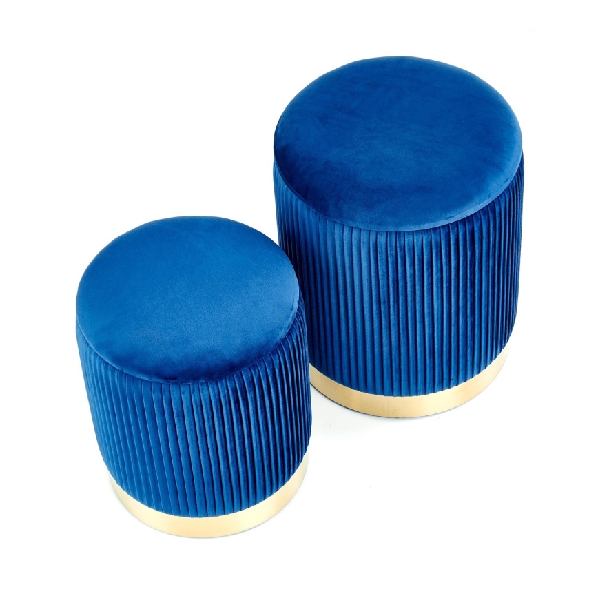 SET 2x Tabure MONTY pr. 36/66 cm modra/zlata