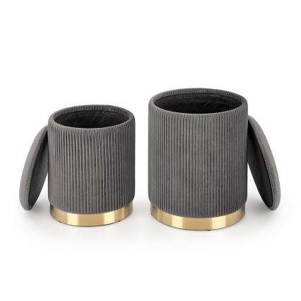 SET 2x Tabure MONTY pr. 36/66 cm siva/zlata