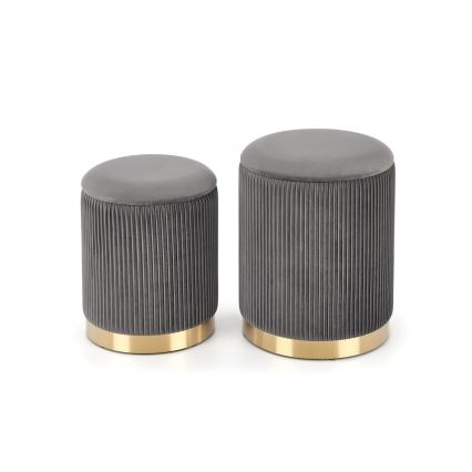 SET 2x Tabure MONTY pr. 36/66 cm siva/zlata
