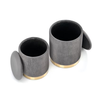 SET 2x Tabure MONTY pr. 36/66 cm siva/zlata
