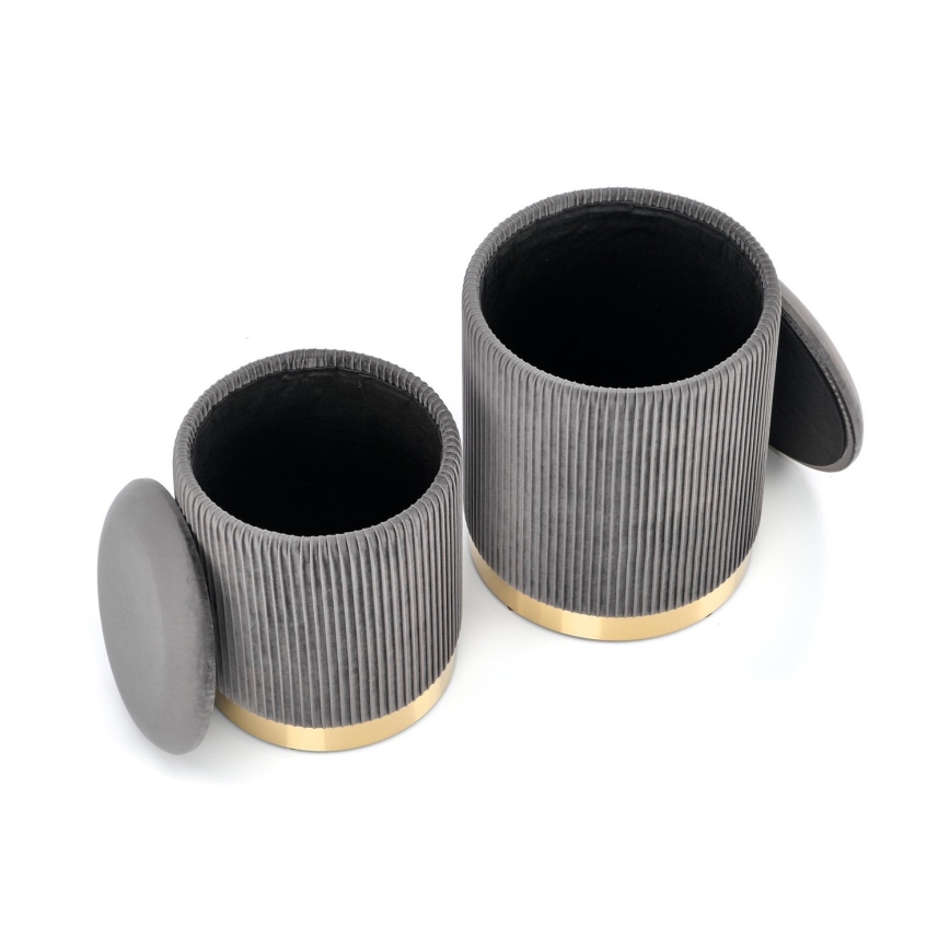 SET 2x Tabure MONTY pr. 36/66 cm siva/zlata