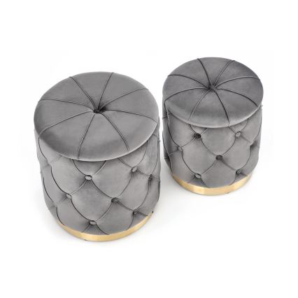 SET 2x Tabure POLLY pr. 40/44 cm siva/zlata