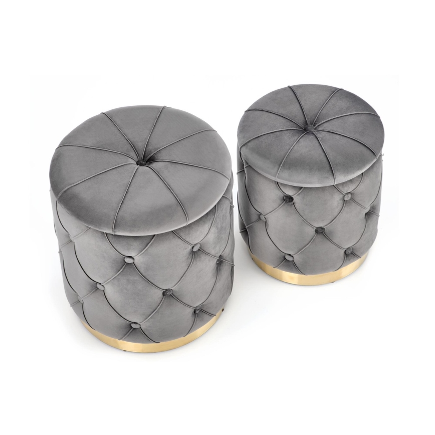 SET 2x Tabure POLLY pr. 40/44 cm siva/zlata