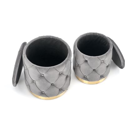 SET 2x Tabure POLLY pr. 40/44 cm siva/zlata