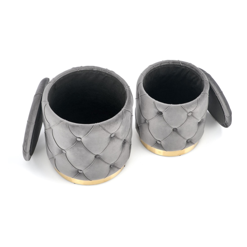 SET 2x Tabure POLLY pr. 40/44 cm siva/zlata