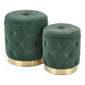 SET 2x Tabure POLLY pr. 40/44 cm zelena/zlata