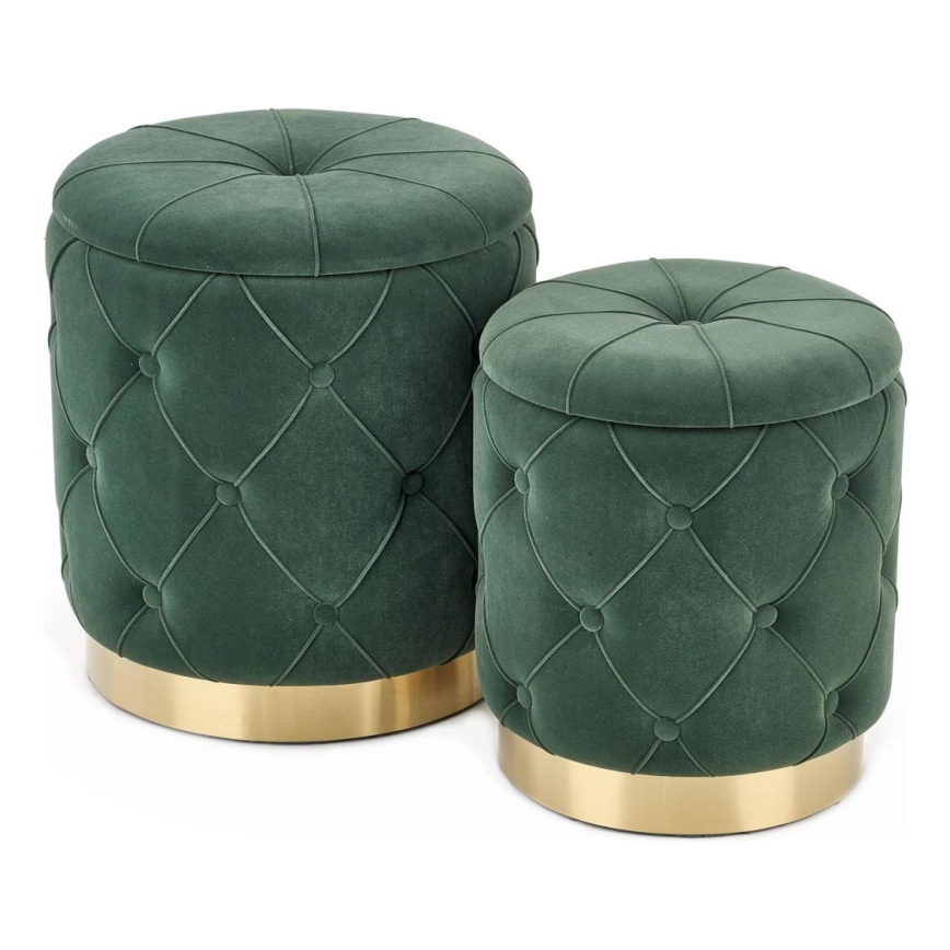 SET 2x Tabure POLLY pr. 40/44 cm zelena/zlata
