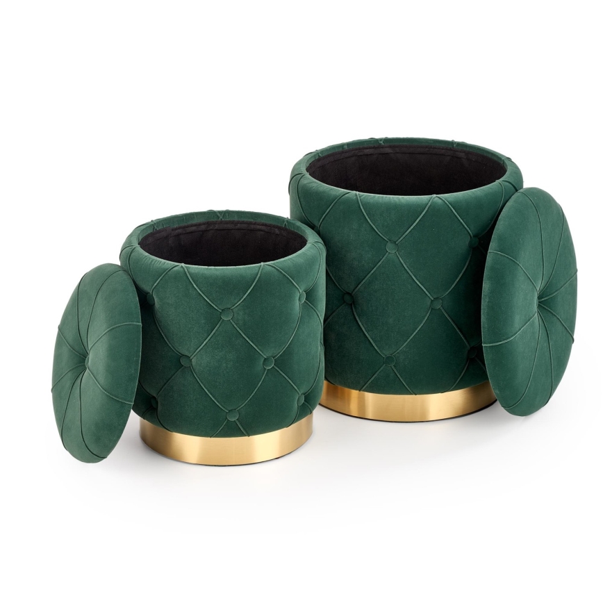 SET 2x Tabure POLLY pr. 40/44 cm zelena/zlata