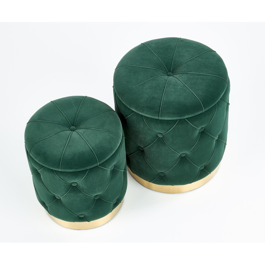 SET 2x Tabure POLLY pr. 40/44 cm zelena/zlata