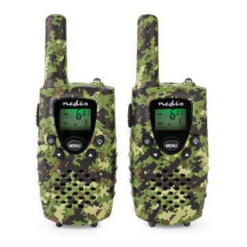 SET 2x Walkie-talkie z LED lučko 3xAAA domet 8 km kamuflaža