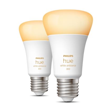 SET 2xLED Zatemnitvena žarnica Philips Hue WHITE AMBIANCE E27/6W/230V 2200-6500K