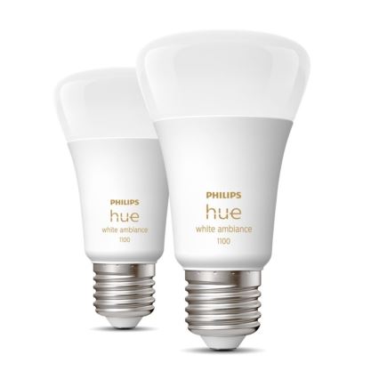 SET 2xLED Zatemnitvena žarnica Philips Hue WHITE AMBIANCE E27/8W/230V 2200-6500K