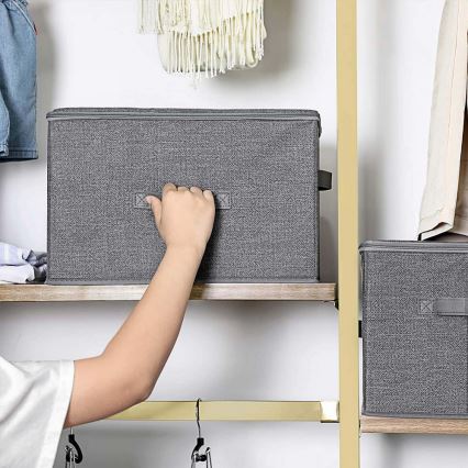 Set 3 shranjevalnih škatel z zadrgo CURAN, siva