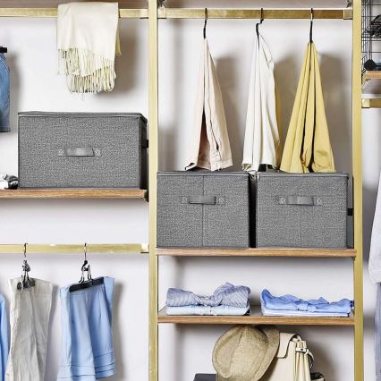 Set 3 shranjevalnih škatel z zadrgo CURAN, siva