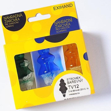 SET 3 x Nadomestna žarnica TREE E10/20V/0,1A barvita Narejeno v Evropi