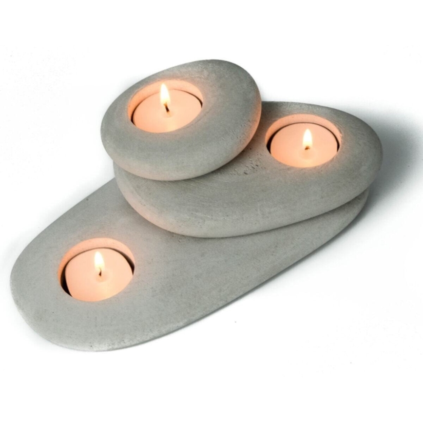 SET 3x Držalo za čajne svečke 21,5cm/15cm/9cm beton