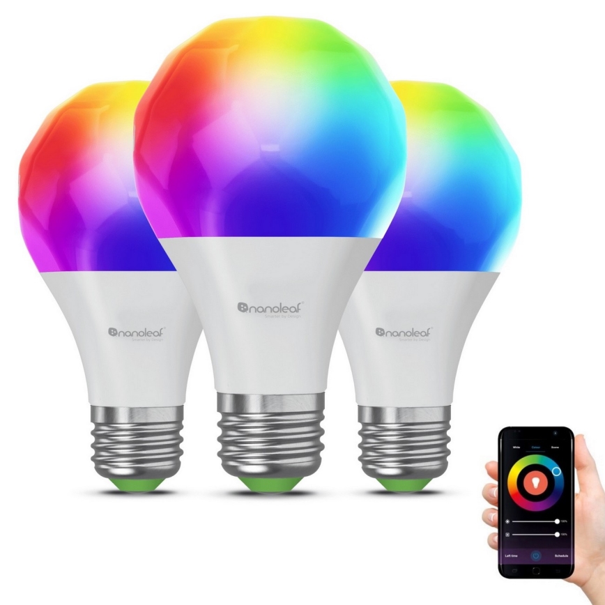 SET 3x LED RGBW Zatemnitvena žarnica ESSENTIALS A60 E27/8,5W/230V CRI 90 2700-6500K Wi-Fi - Nanoleaf