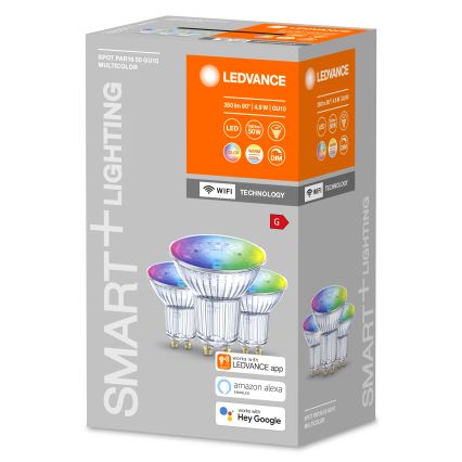 SET 3x LED RGBW Zatemnitvena žarnica SMART+ GU10/4,9W/230V 2700K-6500K Wi-Fi - Ledvance