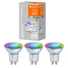 SET 3x LED RGBW Zatemnitvena žarnica SMART+ GU10/4,9W/230V 2700K-6500K Wi-Fi - Ledvance
