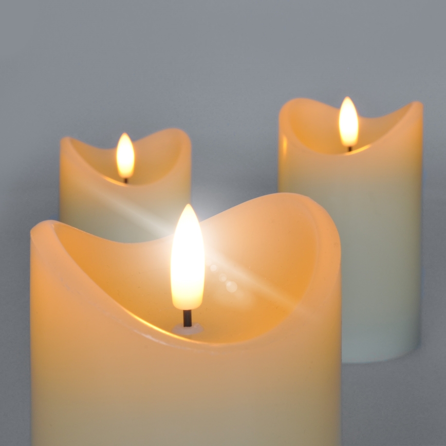 SET 3x LED Sveča iz naravnega voska LED/3xAAA/toplo bela
