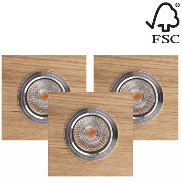 SET 3x LED Vgradna svetilka VITAR 1xGU10/5W/230V CRI 90 hrast – FSC certifikat