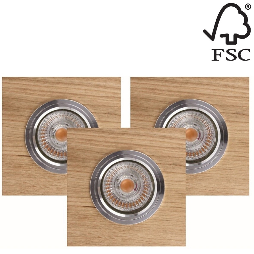 SET 3x LED Vgradna svetilka VITAR 1xGU10/5W/230V CRI 90 hrast – FSC certifikat