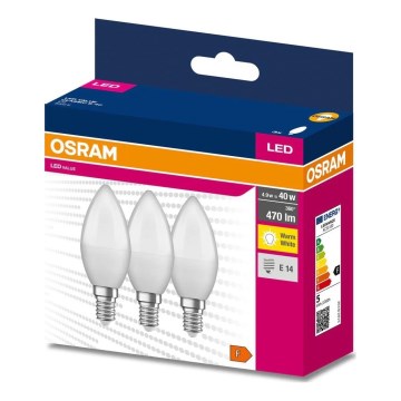 SET 3x LED Žarnica B38 E14/4,9W/230V 3000K - Osram