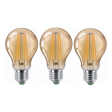 SET 3x LED Žarnica CLASIC AMBER A60 E27/9W/230V 2200K - Brilagi