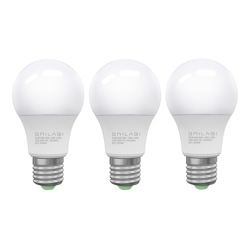 SET 3x LED Žarnica ECOLINE A60 E27/10W/230V 6500K - Brilagi