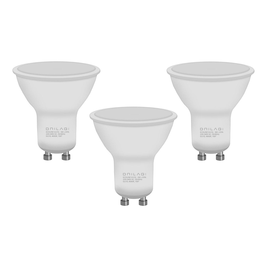 SET 3x LED Žarnica ECOLINE GU10/6W/230V 4000K - Brilagi