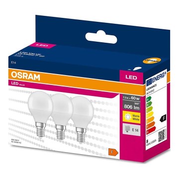 SET 3x LED Žarnica P45 E14/7,5W/230V 3000K - Osram