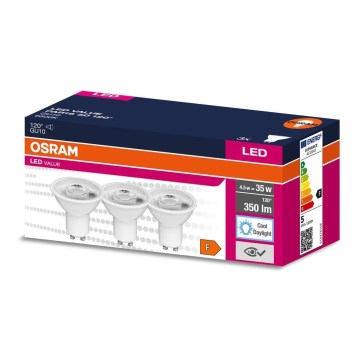 SET 3x LED Žarnica PAR16 GU10/4,5W/230V 6500K 120° - Osram