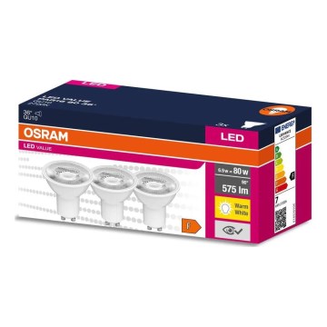 SET 3x LED Žarnica PAR16 GU10/6,9W/230V 2700K 36° - Osram