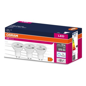 SET 3x LED Žarnica PAR16 GU10/6,9W/230V 6500K - Osram