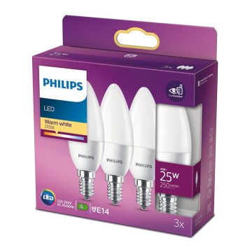 SET 3x LED Žarnica Philips B35 E14/4W/230V 2700K