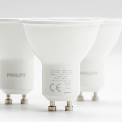 SET 3x LED Žarnica Philips GU10/4,7W/230V 2700K