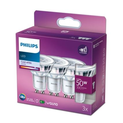 SET 3x LED Žarnica Philips PAR16 GU10/4,6W/230V 4000K