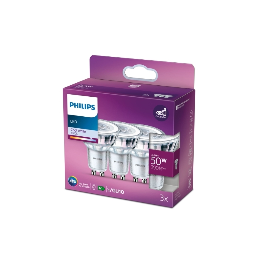 SET 3x LED Žarnica Philips PAR16 GU10/4,6W/230V 4000K