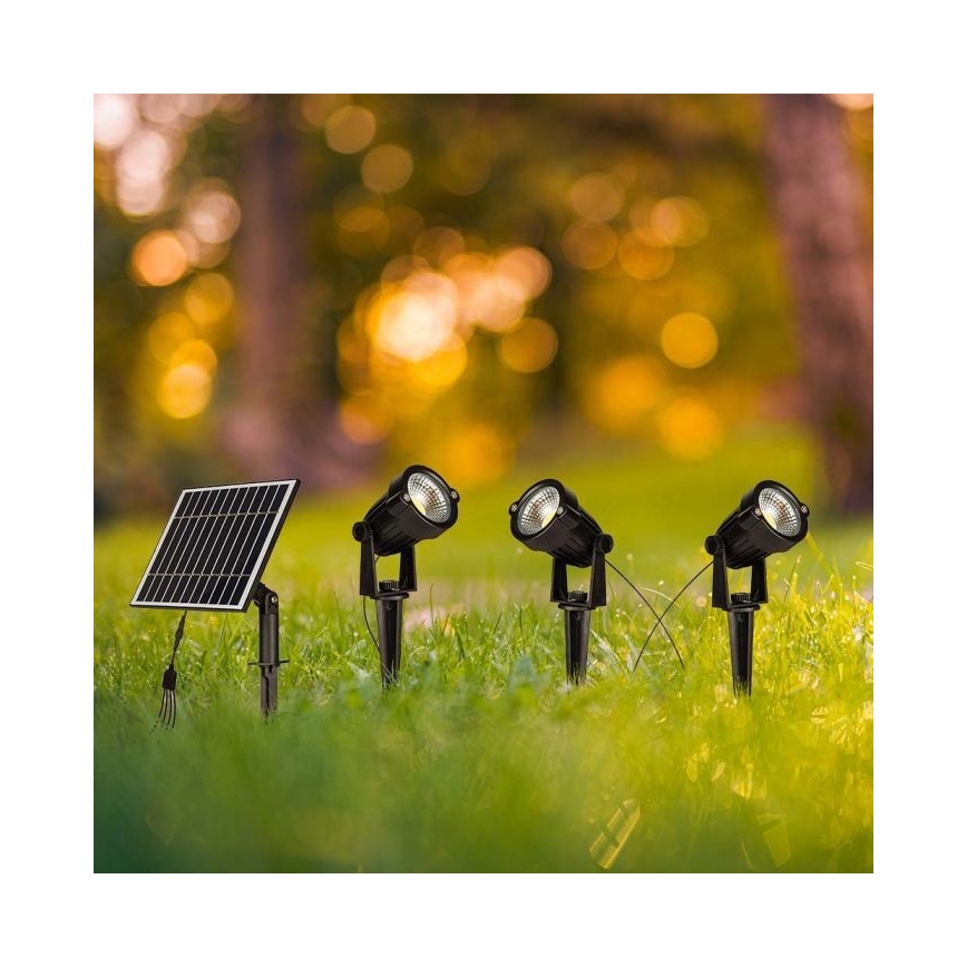 SET 3x LED Zunanja solarna svetilka 3xLED/1,2W/3,7V IP65 3000K