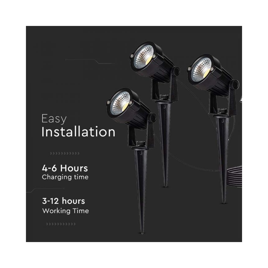 SET 3x LED Zunanja solarna svetilka 3xLED/1,2W/3,7V IP65 3000K