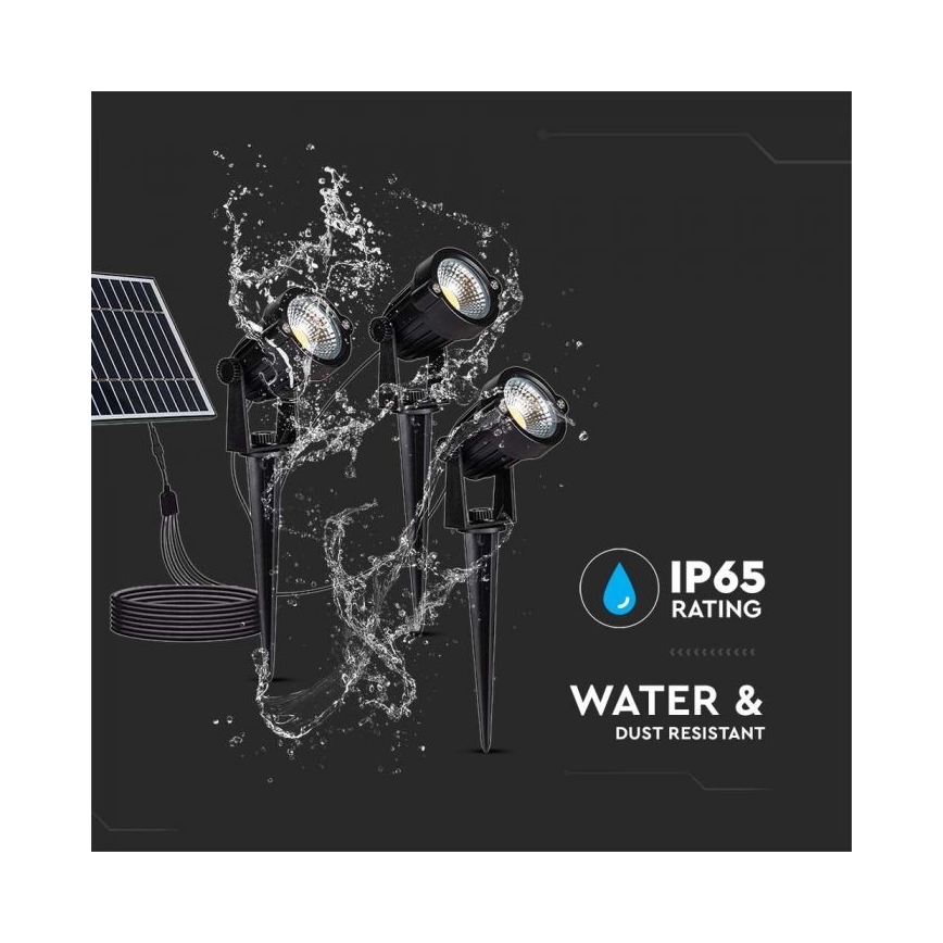 SET 3x LED Zunanja solarna svetilka 3xLED/1,2W/3,7V IP65 3000K