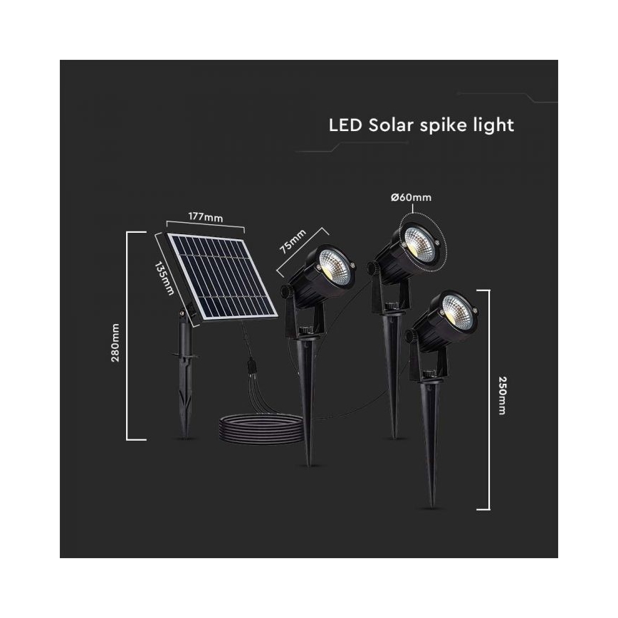 SET 3x LED Zunanja solarna svetilka 3xLED/1,2W/3,7V IP65 3000K