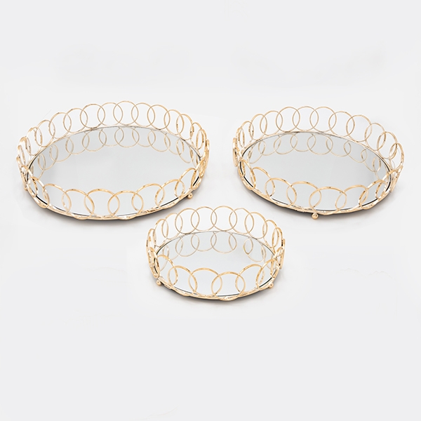 SET 3x Okrasni pladenj pr. 27/33/37 cm zlata